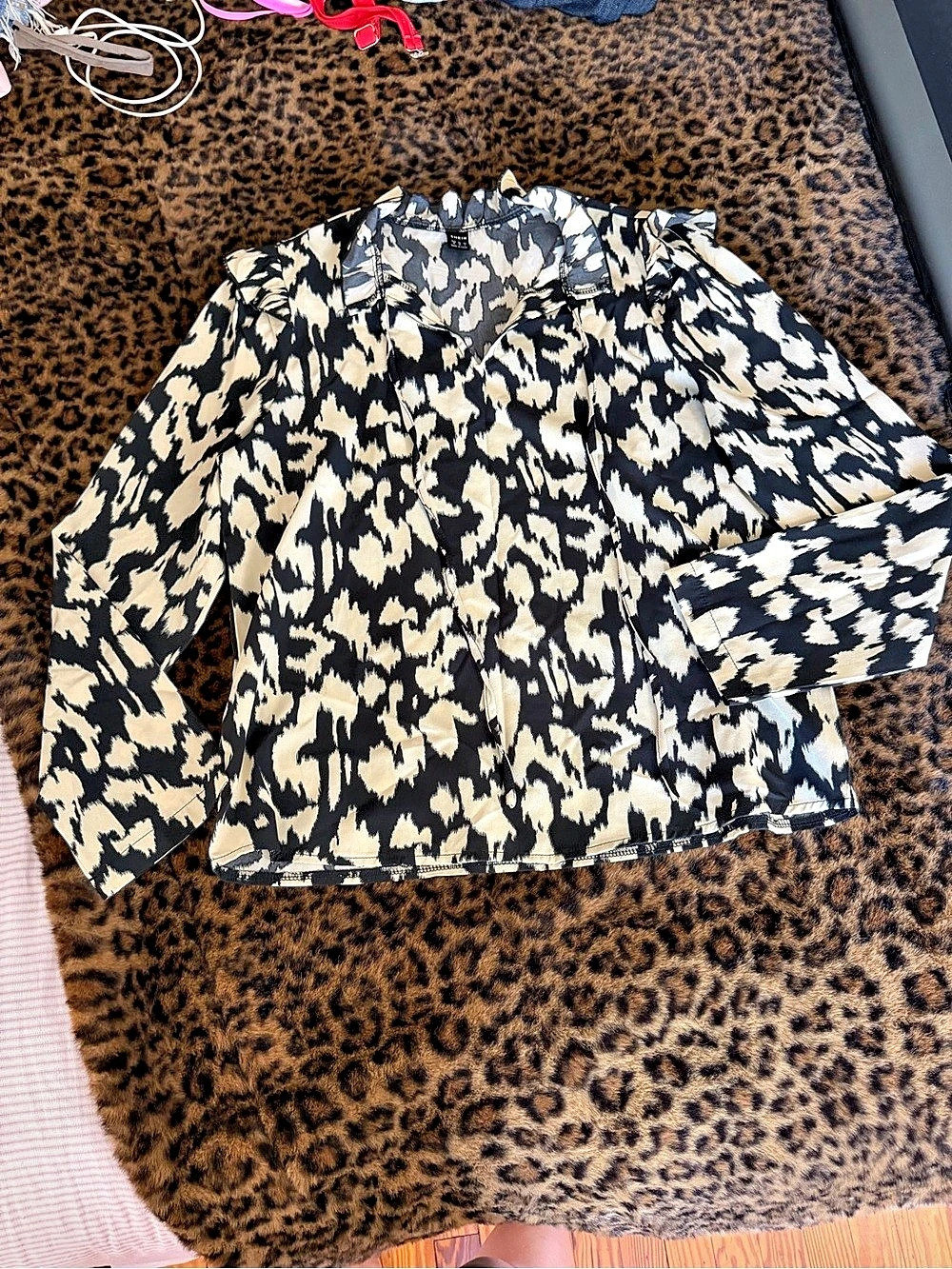 Black & Cream Cheetah Print Blouse
